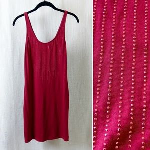 Express Red Sleeveless Dress W/ Rhinestone Detail